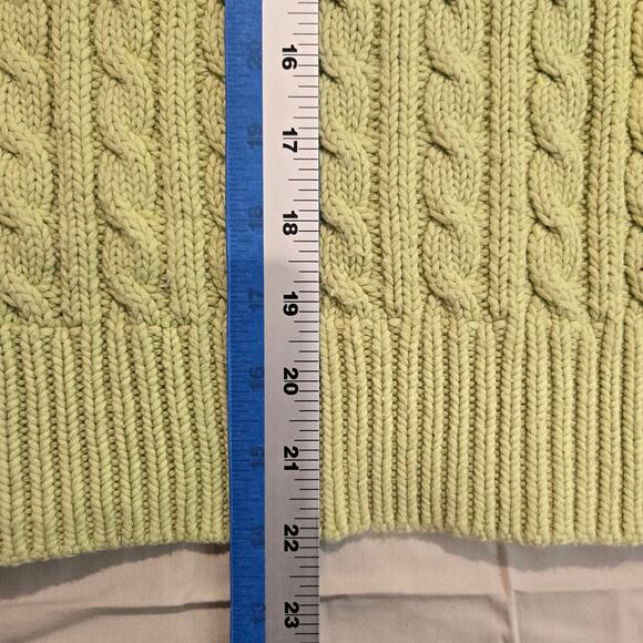 VTG Ann Taylor Lime Green Cable Knit Turtleneck Sweater Size L - Picture 7 of 9